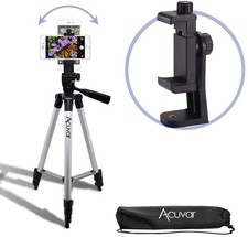 50" Adjustable Camera Tripod with 360 Rotating Phone Mount Holder Universal Fit
