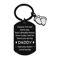 New Dad Gifts for Men: First Fathers Day Keychain Black