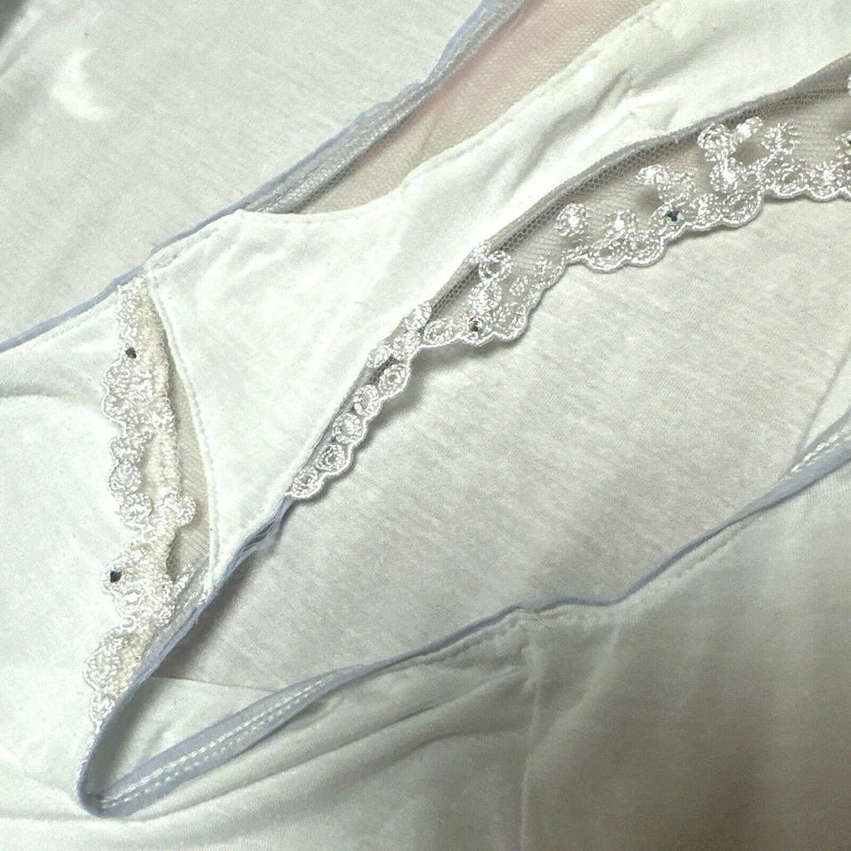 Vestido camisón La Perla Slip blanco lencería quimise seda encaje ribete talla pequeña Foto 3 de 4