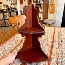 Vintage 2-Shelf Wooden Cottagecore Scalloped Corner Shelf