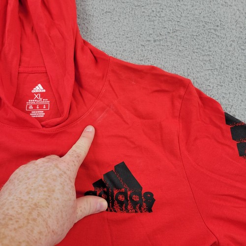 Adidas Boys Hoodie XL (18-20) Red Logo Graphic Long Sleeve - Picture 9 of 14