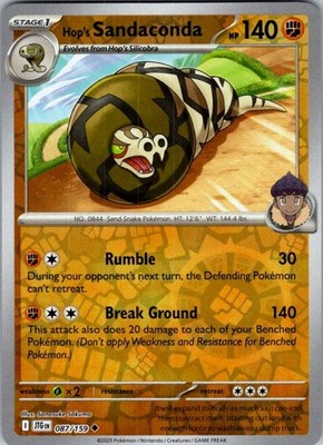 Pokemon | SV09: Journey Together | Hop's Sandaconda | 087/159 | Reverse Holo | N
