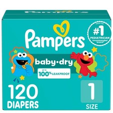 120 Count Pampers Pampers Baby-Dry Diapers Size 1