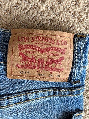 Levis Strauss 511 Jeans Slim Fit Blue Girls Boys Size 16 28x28 Exc Condition - Picture 3 of 5