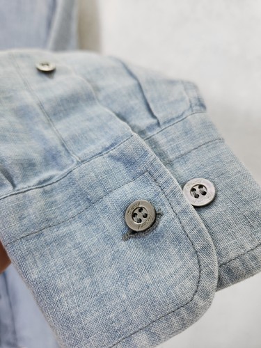 Brioni linen shirt button ups blue size L - Picture 7 of 14