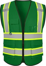 Safety Vest Customize Logo with 5 Pockets  Zipper Reflective High Visibility Ve