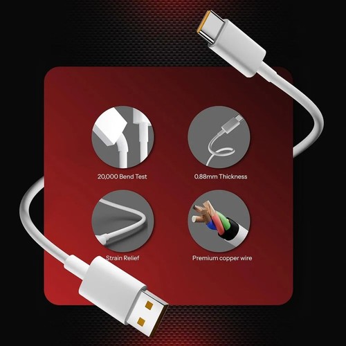 7X 80W SuperVooc/Dart USB to Type C, Fast Charging Cable Compatible for Realme - Picture 2 of 4