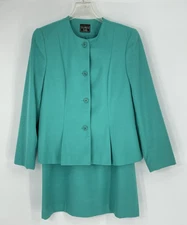 VTG Southern Lady Womens Size 13/14 Skirt Suit Green Made in USA
