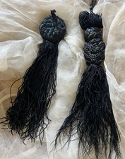 AUTHENTIC ANTIQUE VICTORIAN 1800s  DELICATE PURE SILK ULTRA-FINE TASSELS HDMD PR