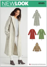 Misses' Coat with Hood Sewing Pattern Packet, Design Code S9129, Sizes XS-S-M...