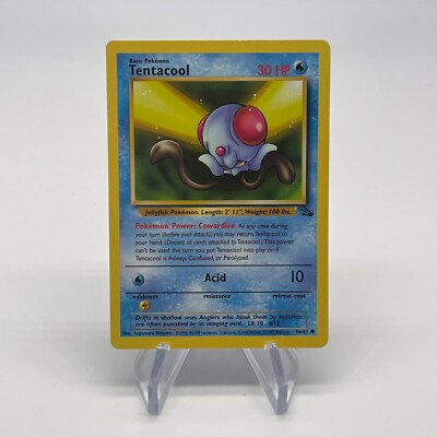 Tentacool 56/62 - Vintage 1999 Fossil Set LP & Near Mint Authentic Pokemon Card