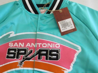 Veste Légère Satinée Mitchell & Ness San Antonio Spurs - Coupe Vent, Bleu Canard, Taille M à XXL Unisexe