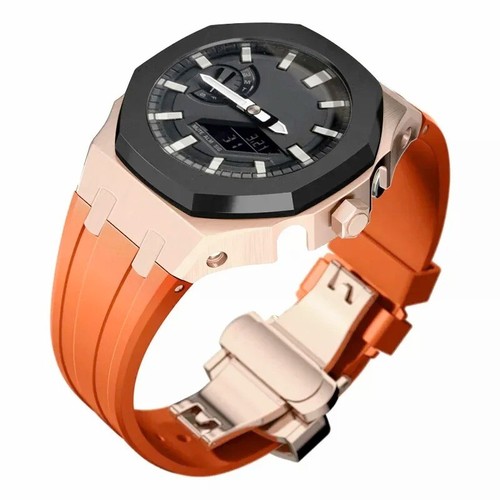 DIY Mod Kit Metal Bezel Case W/ Strap Rubber Band For Casioak G-Shock 2100/2110 - Picture 13 of 56