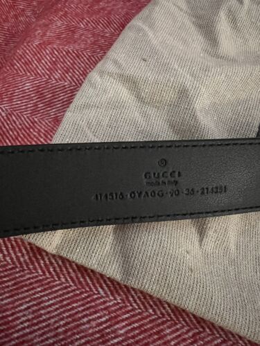 GUCCI 414516 0YAOG Belt Shiny Gold Buckle Size 90-36 - Picture 3 of 5
