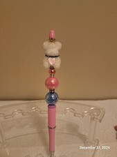 Handmade Beaded Pen- Blingy White Bear
