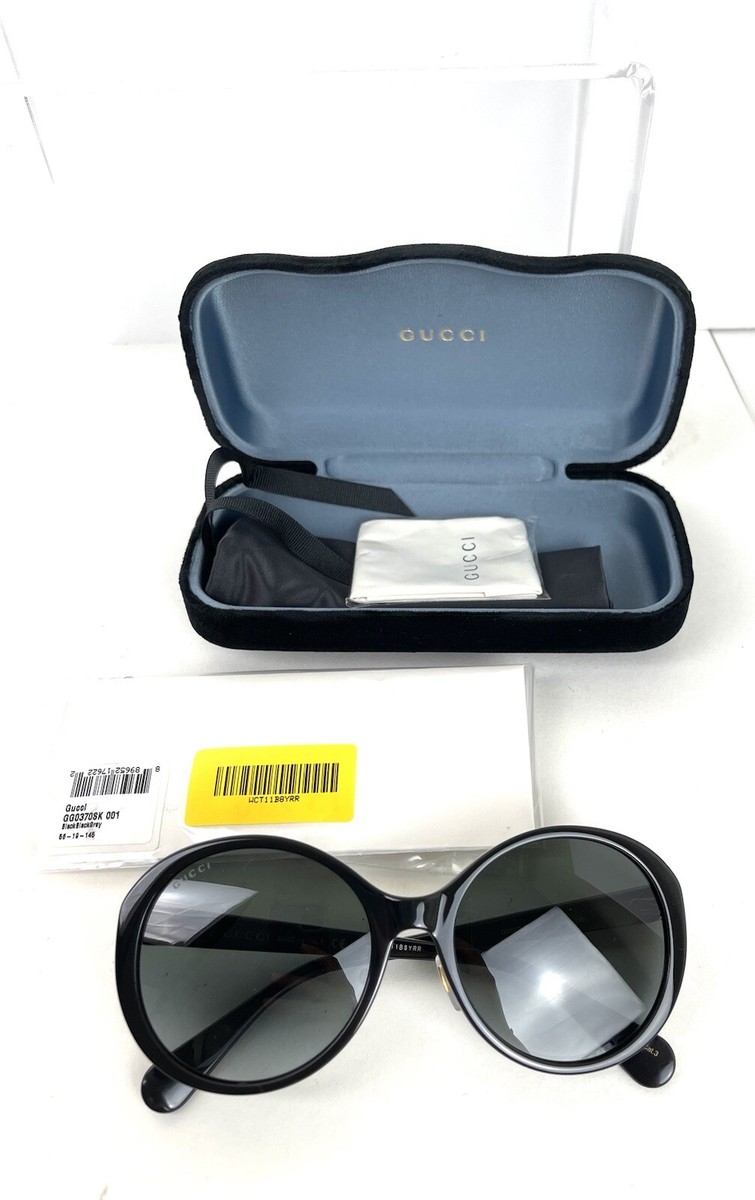 AUTHENTIC Gucci GG0370SK 001 Oval Black Gray Gradient