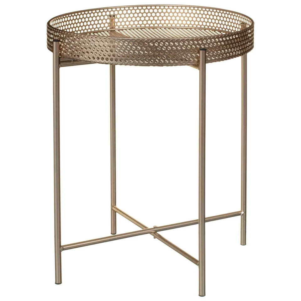 Tray Metal Coffee Table With Removable Tray Top Gold & Silver Mirror Tray - Image 4 of 4