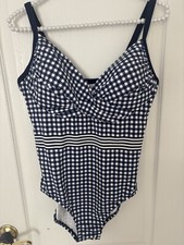 Lands' End Draper James 12 Blue Gingham Tummy Control Wrap One Piece Swimsuit