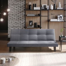 3 Seater Folding Sofa Bed Upholstered Couch Futon Settee Love Seat Plastic Legs