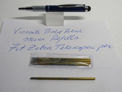 Visconti Brand Mini Bold Blue refills (pack of 5)-fit Zebra Telescopic Pen +More