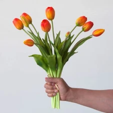 10 PCS Artificial Tulip Flowers Real Touch Tulips Faux Tulips Fake Tulips Bou...