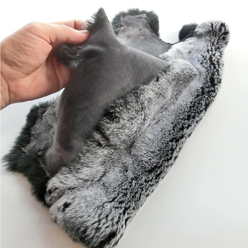 Genuine Rex Rabbit Skin Pelts Fur Hide Tanned Leather Craft Skin DIY Frost Black - Picture 4 of 8