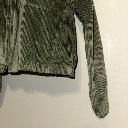 VTG Y2K Green corduroy zip up jacket 90’s 2000’s Grunge Cropped Kurt Cobain L - Picture 6 of 11