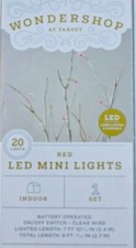 Wondershop Target LED Mini Lights Red Indoor 20 Lights Christmas Holiday Gifts