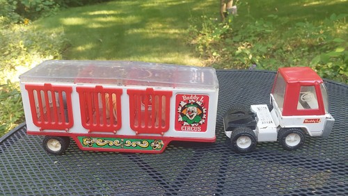 Vintage 1960s BUDDY L CIRCUS Wild Animal Transporter Truck With 3 Animals - Picture 10 of 14