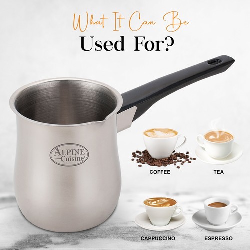 Calentador de café de cocina alpina 30 oz cafetera turca acero mantequilla café griego - Imagen 5 de 7