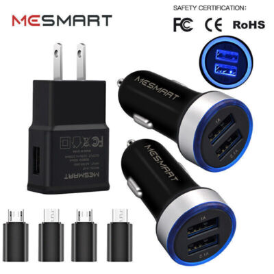 Wall Car Charger Type C Female to Micro USB Male Converter for Samsung Acer HTC