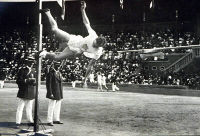 Olympic Games Stockholm High Jump Usa George Harine In Action Old Photo