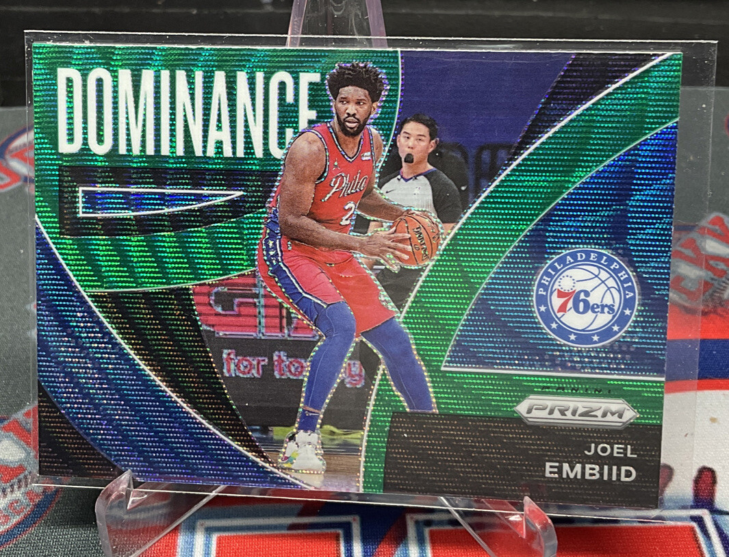 2021-22 Panini Prizm Dominance Joel Embiid Green Wave Prizm Insert #24