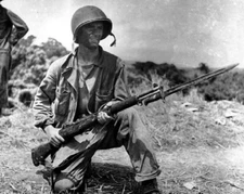 Infantryman on guard with his M1 Garand Rifle Guadalcanal 8x10 WWII Photo 373a