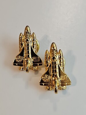 Space Shuttle NASA Set Of 2 Gold Lapel Pins Gold Color Metal 