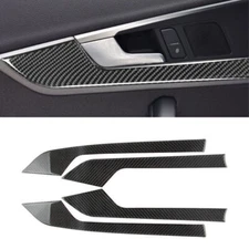 For Audi A4 A5 2017-2021 Real Carbon Fiber Inner Door Panel Cover Trim Frame 4*