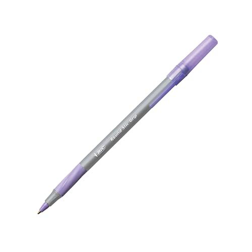 BIC Round Stic Grip Xtra Comfort Kugelschreiber – Violette Tinte, 1,2 Mm Spitze, 12 Stück