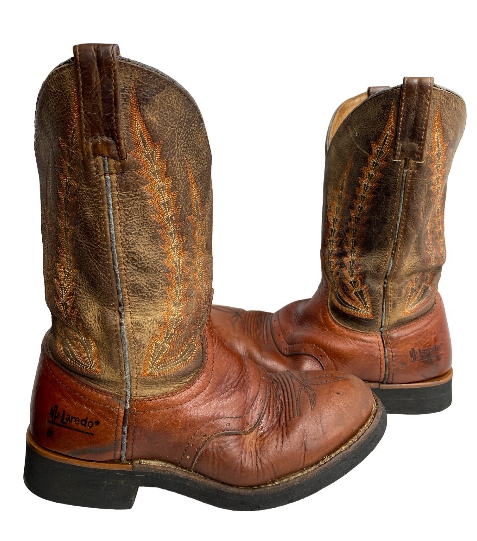 Laredo 7896 Leather  Embroidered Western Cowboy Biker Work Boots Men's 7 D