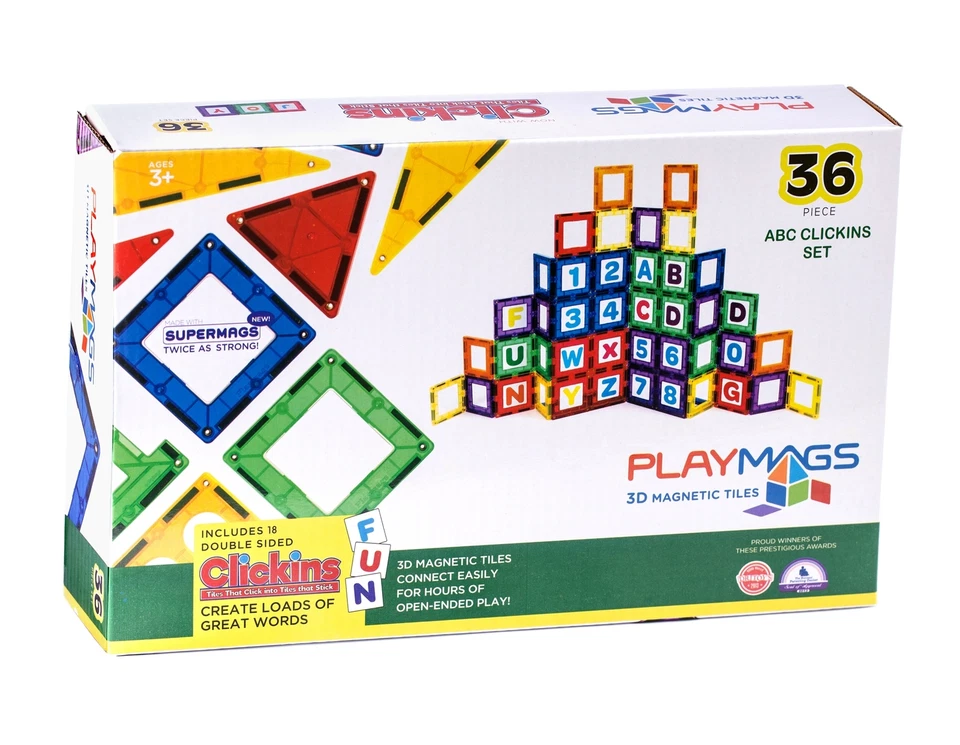 Playmags 36 PC Magnetic Set - Letters and Numbers Educational Clickins - Image 4 of 4