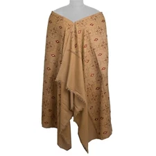 Sanskriti Vintage Brown Woolen Shawl Hand Embroidered Long Stole Soft Warm Scarf