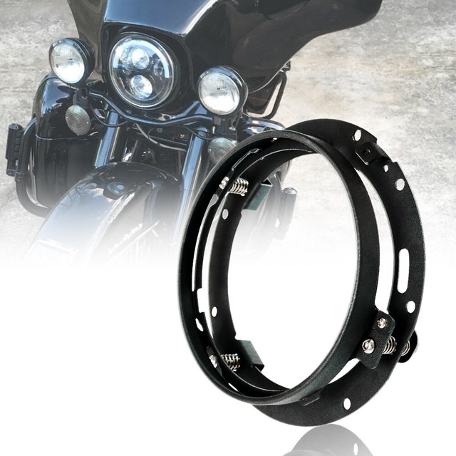 Black LED Headlight Bracket Mount Ring For Harley Davidson Motorcycle 7 Inch eBay