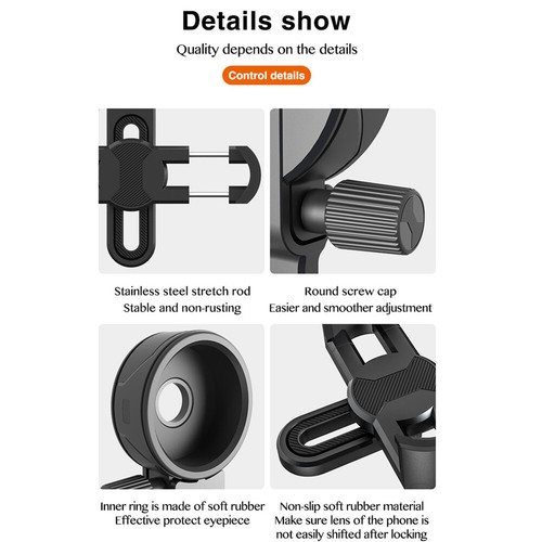 Universal Smart Phone Camera Clip Mount Spotting Scope Adapter Precise Focusing - Zdjęcie 9 z 22