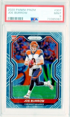 Joe Burrow RC Card 2020 Prizm CARD #307 Bengals Rookie MINT PSA 9