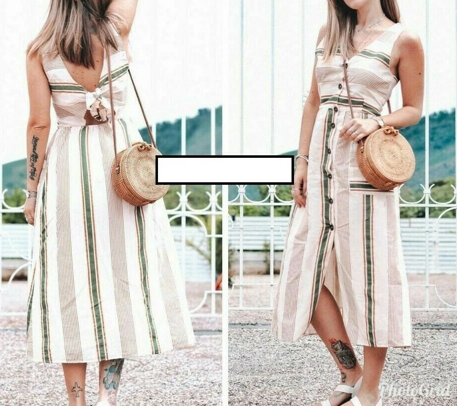 Striped rustic top dress zara