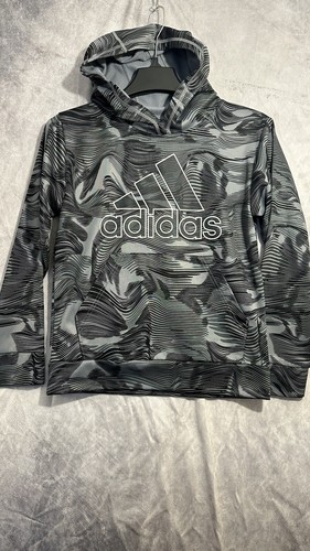 adidas boys pullover hoodie Gray Camo All Over Print Size Medium (10/12)