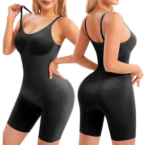 Seamless Bodysuit for Women Tummy Control Shapewear Mid-Thigh Full Body Shaper - Picture 13 of 35