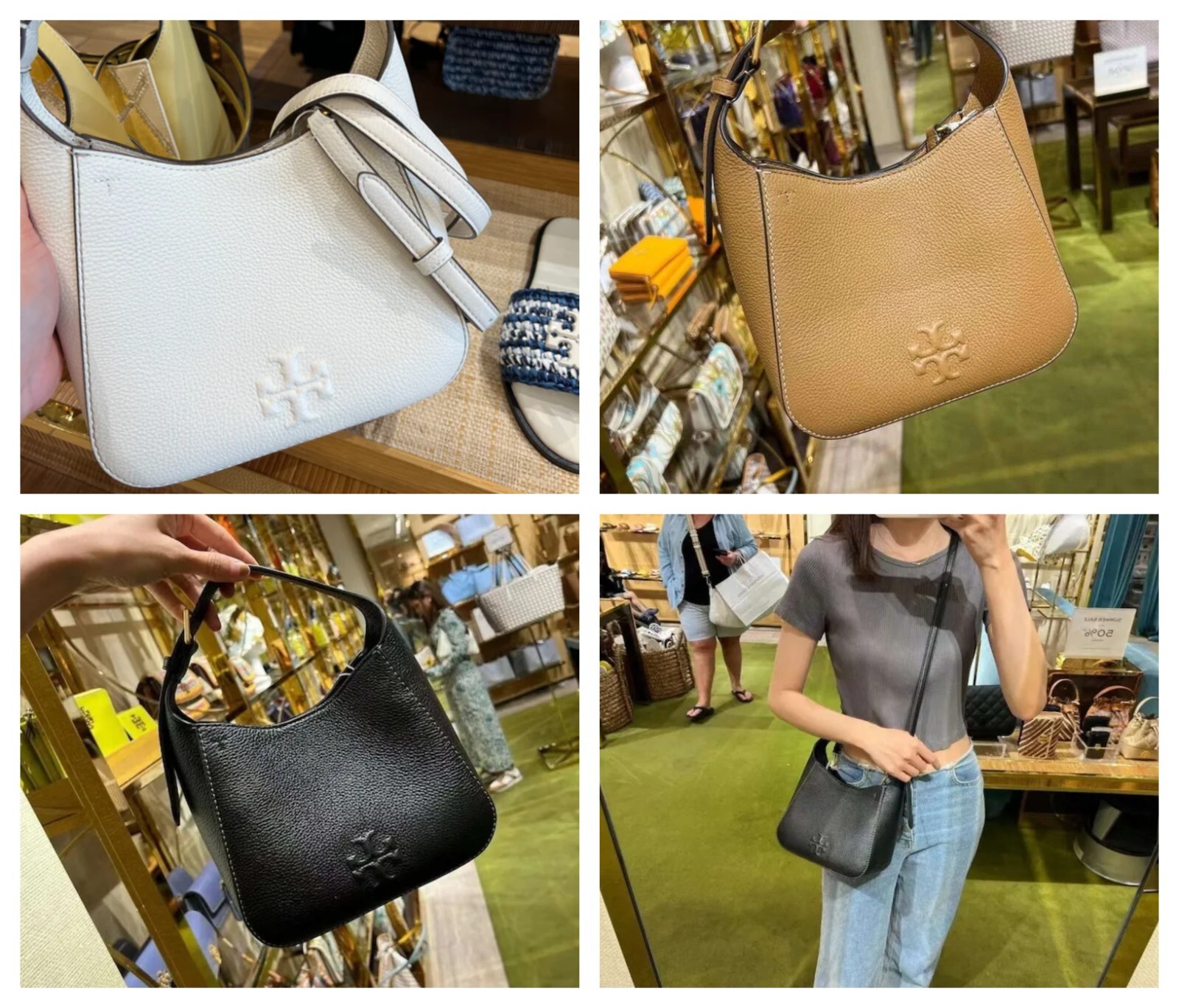 New Tory Burch Thea Pebble Leather Small Bucket Shoulder Handbag