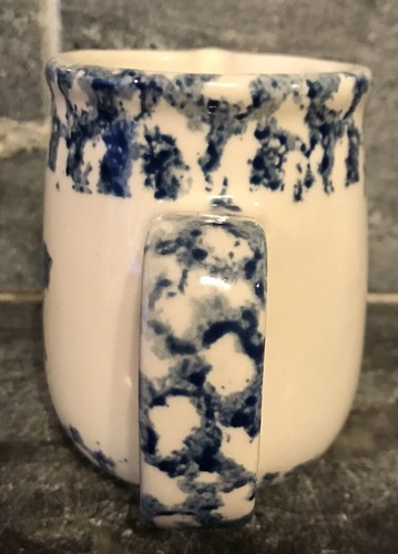 EUC Tienshan Folk Craft Blue VTG SPONGE WARE Grease Bowl & Creamer *No Lid* - Picture 8 of 12