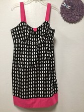 Cato Womens Halter Top Dress Size 12 Black White Pink Raindrops Adjust Strap 154