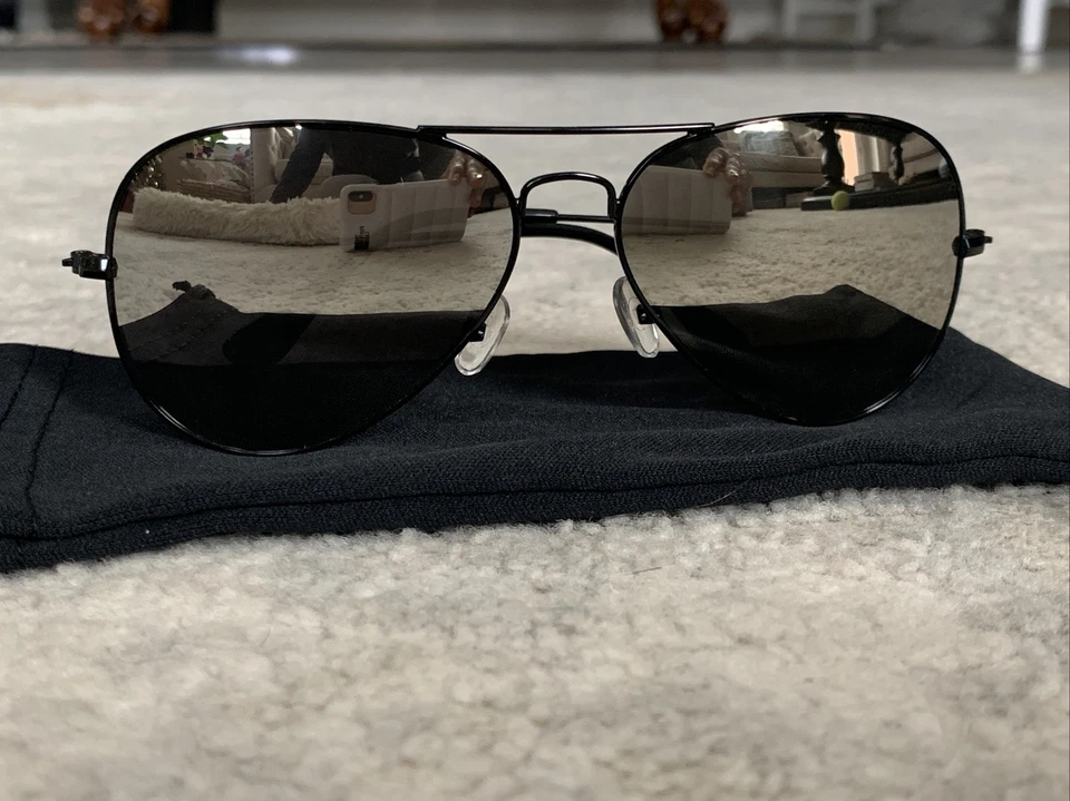 New Aqua Swiss AQS Unisex Mirrored Grey Aviator Sunglasses Made In Italy Foto 2 de 4